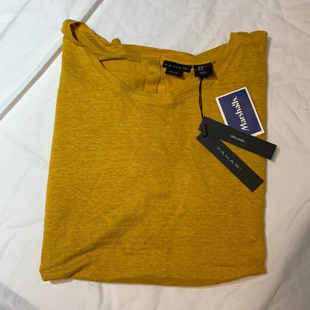 Tahari mustard yellow top